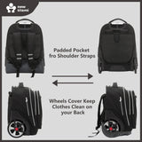 NEW TILAMI 20" Rolling Backpack for Teens Adults, Climbing Stairs Waterproof Backpack with Wheels for School Business Trave Camping with Laptop Compartment, Fit 17 Inch Laptop, Black