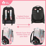 NEW TILAMI 20" Rolling Backpack for Teens Adults, Climbing Stairs Waterproof Backpack with Wheels for School Business Trave Camping with Laptop Compartment, Fit 17 Inch Laptop, Pink Dawn