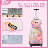 NEW TILAMI Girls 18 inch Rolling Backpack - Large Capacity, Waterproof, Adjustable Handle, Stylish Design, Ideal for School & Travel, Starshine