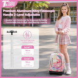 NEW TILAMI Girls 18 inch Rolling Backpack - Large Capacity, Waterproof, Adjustable Handle, Stylish Design, Ideal for School & Travel, Starshine