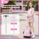 NEW TILAMI Girls & Boys Rolling Backpack - Moisture-Wicking, Adjustable Handle, Large Capacity, Perfect for School & Travel, Pink Flowers
