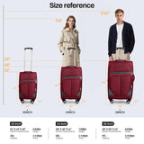 New York XPress 2 - Piece Set Front Opening,Softside Luggage Sets w/Double Spinner Wheels Expandable Luggage,Lightweight Travel Luggage Rolling Suitcase w/LOCK（Burgundy - Grey,20in/28in）