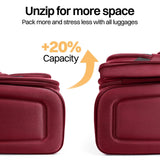New York XPress 2 - Piece Set Front Opening,Softside Luggage Sets w/Double Spinner Wheels Expandable Luggage,Lightweight Travel Luggage Rolling Suitcase w/LOCK（Burgundy - Grey,20in/28in）