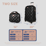 New York XPress 20''+14''Carry On Luggage Hardshell Expandable Suitcase w/Spinner Wheels and TSA LOCK,2 Piece Luggage Set,BLACK