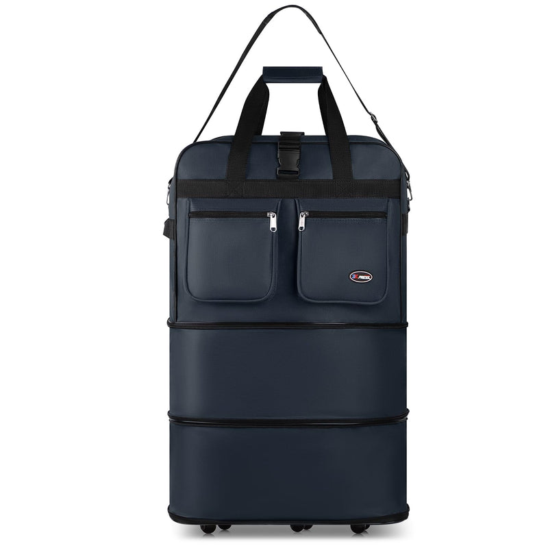 New York XPress 30''36''40''Rolling Wheeled Duffel Bag Suitcases with Wheels Expandable Foldable Luggage Bag Rolling Travel Bag Duffel Bag for Men Womens - NAVY,40