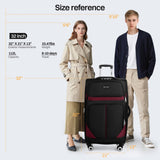 New York XPress 32'' Large Softside Suitcase,Expandable 15% Luggage,with Double Spinner Wheels and LOCK,Lightweight Travel Suitcase for Men/Women（Black - Burgundy,32in）
