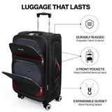 New York XPress 32'' Large Softside Suitcase,Expandable 15% Luggage,with Double Spinner Wheels and LOCK,Lightweight Travel Suitcase for Men/Women（Black - Burgundy,32in）