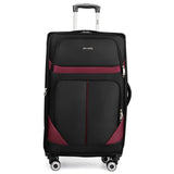 New York XPress 32'' Large Softside Suitcase,Expandable 15% Luggage,with Double Spinner Wheels and LOCK,Lightweight Travel Suitcase for Men/Women（Black - Burgundy,32in）