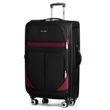 New York XPress 32'' Large Softside Suitcase,Expandable 15% Luggage,with Double Spinner Wheels and LOCK,Lightweight Travel Suitcase for Men/Women（Black-Burgundy,32in）