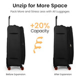 New York XPress Suitcases with Wheels 32 inch Luggage,Large Softside Suitcase Expandable 20% w/TSA LOCK,Lightweight Travel Suitcase for Men/Women（Black,32in）