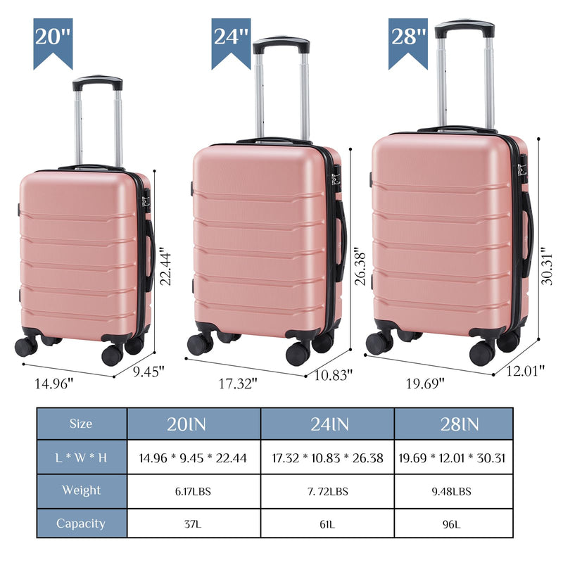 NEWBULIG 20 Inch Carry on Luggage, Lightweight Expandable Rolling Suit Case with TSA Lock, Hard Shell ABS Suitcase with Double Spinner Wheels, Pink