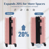 NEWBULIG 20 Inch Carry on Luggage, Lightweight Expandable Rolling Suit Case with TSA Lock, Hard Shell ABS Suitcase with Double Spinner Wheels, Pink