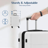 NEWBULIG Suitcases Spinner Wheels Lightweight Expandable Travel Hard Shell Luggage with TSA Lock, White, 3 - PCS Set (20/24/28 Inch)