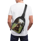 NHYDSPQ Sling Bag Crossbody Backpack,Hi Bear Sit on The Lawn Print Chest Bag,Crossbody Bags Fanny Pack Chest Bag