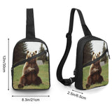 NHYDSPQ Sling Bag Crossbody Backpack,Hi Bear Sit on The Lawn Print Chest Bag,Crossbody Bags Fanny Pack Chest Bag
