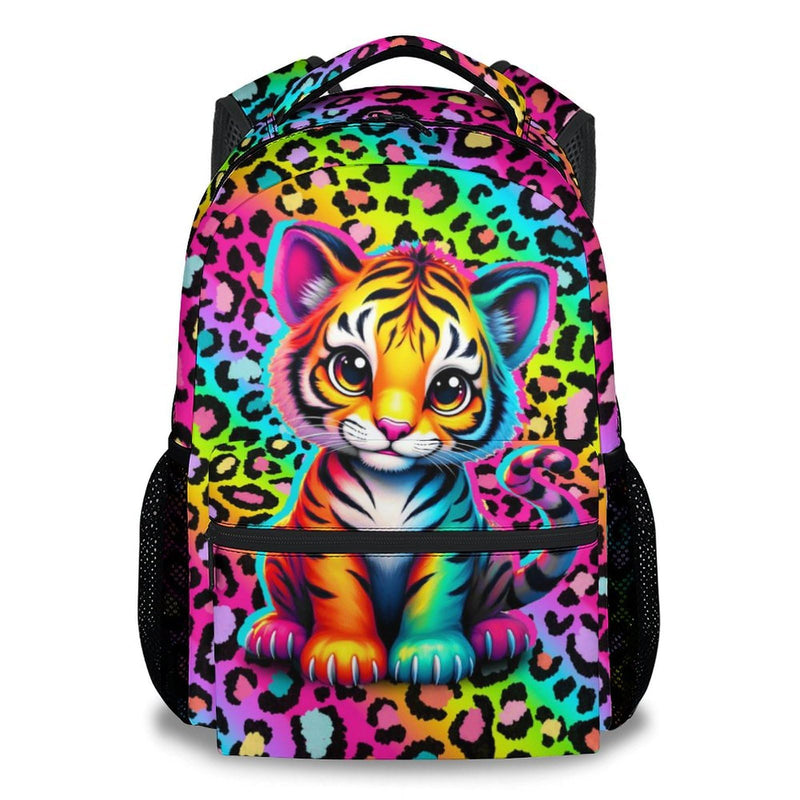 NICEFORNICE School Backpack for Kids - 17 Inch Tiger Backpack with Adjustable Straps - Cartoon Leopard Print Large Capacity Bookbag for Elementary