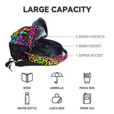 NICEFORNICE School Backpack for Kids - 17 Inch Tiger Backpack with Adjustable Straps - Cartoon Leopard Print Large Capacity Bookbag for Elementary