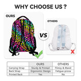 NICEFORNICE School Backpack for Kids - 17 Inch Tiger Backpack with Adjustable Straps - Cartoon Leopard Print Large Capacity Bookbag for Elementary