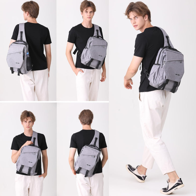 NICGID Sling Bag Backpack, 13.3'' Laptop Bag Crossbody Shoulder Chest Backpacks Travel Outdoors for Men Women
