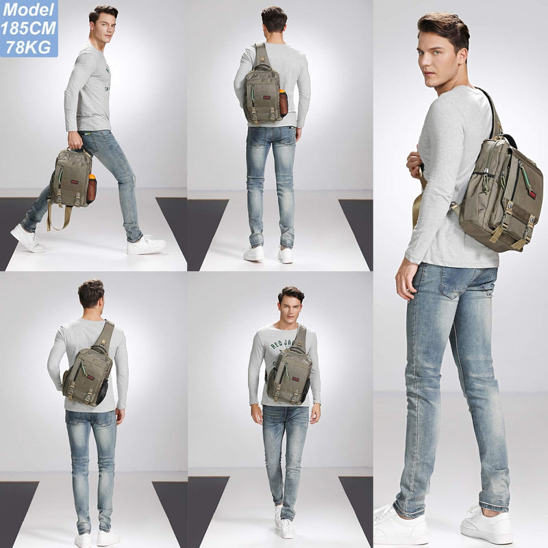 NICGID Sling Bags Chest Shoulder Backpacks, Laptop Backpack Crossbody Messenger Bag Travel Outdoor Men Women, 13.3 inch, Army green - 1