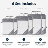 NICOSHOW 6 Set Compression Packing Cubes for Travel - Compressible, Lightweight, and Space - Saving Packing Cubes, Travel Essentials for Women, Grey