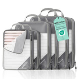 NICOSHOW 6 Set Compression Packing Cubes for Travel - Compressible, Lightweight, and Space-Saving Packing Cubes, Travel Essentials for Women, Grey