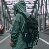 Niepce Inc Japanese Techwear Streetwear Slim Daypack Backpack (Black)