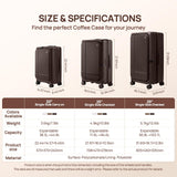 NINETYGO Medium Checked Luggage 25 Inch, Flat Top Opening Check In Luggage with Cup Holder, Expandable, Coffee - Infused PC Hard Shell, Eco - Friendly, TSA Lock, 360° Spinner Wheels (Americano)