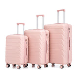 Ningering Pink 3 Piece Luggage Set, ABS Hard Case Luggage Sets with Spinner Wheels, Hardshell Carry on Suitcase, Travel Suitcase with Combination Lock, 20/24/28 Inch (Pink)