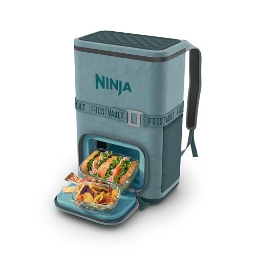 Ninja Backpack Cooler | FrostVault Go 24 Can Soft Cooler | Leakproof Zipper with Built in Can Opener, 2 Ice Packs & Dry Storage Drawer | Backpacks4Less