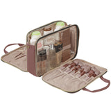 NISHEL Travel Makeup Bag Stand Up, Portable Cosmetic Organizer, Cosmetic Case for Travel - Size Toiletries, Rosewood - Pink