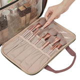 NISHEL Travel Makeup Bag Stand Up, Portable Cosmetic Organizer, Cosmetic Case for Travel - Size Toiletries, Rosewood - Pink