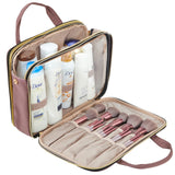 NISHEL Travel Makeup Bag Stand Up, Portable Cosmetic Organizer, Cosmetic Case for Travel - Size Toiletries, Rosewood - Pink