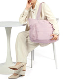 NISHEL Travel Puffy Tote Bag For Women, Ultra - Lightweight Large Tote Purse For Office Day And a Short Weekend Getaway, Pink