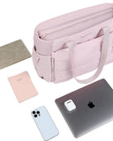 NISHEL Travel Puffy Tote Bag For Women, Ultra - Lightweight Large Tote Purse For Office Day And a Short Weekend Getaway, Pink
