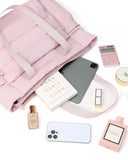 NISHEL Travel Puffy Tote Bag For Women, Ultra - Lightweight Large Tote Purse For Office Day And a Short Weekend Getaway, Pink
