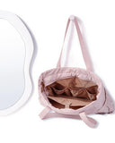 NISHEL Travel Puffy Tote Bag For Women, Ultra - Lightweight Large Tote Purse For Office Day And a Short Weekend Getaway, Pink