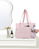 NISHEL Travel Puffy Tote Bag For Women, Ultra - Lightweight Large Tote Purse For Office Day And a Short Weekend Getaway, Pink