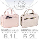 NISHEL Travel Toiletry Bag for women, Portable Hanging Organizer for Travel - Sized Shampoo, Conditioner, Brushes Set, makeup Accessories, Medium Size, Pink