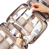 NISHEL Travel Toiletry Bag for women, Portable Hanging Organizer for Travel - Sized Shampoo, Conditioner, Brushes Set, makeup Accessories, Medium Size, Pink