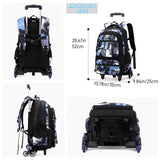 NIWEIYA Rolling Backpack for Boys School Backpack with Wheels for Boys Wheeled Bookbags Trolley School Bags for Teens Girls, 6 Wheels