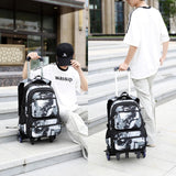 NIWEIYA Rolling Backpack for Boys School Backpack with Wheels for Boys Wheeled Bookbags Trolley School Bags for Teens Girls, 6 Wheels
