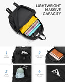 Nixjoro 40x30x15 cm Personal Item Travel Bag,16x12x6 inch Small Carry On Backpack 20L, Flight Approved Underseat Travel Luggage Bag,Mochila de Viaje,Cabin Size Lightweight Black