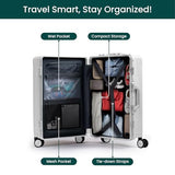 Nobl Travel Zipperless Check In Suitcase - Aluminum Frame, Check In luggage 30.2x20x12 Airline Approved by Noble Travel - Unbreakable Polycarbonate Shell - Dual TSA Locks, 360° Spinner Wheels - Ivory