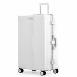 Nobl Travel Zipperless Check In Suitcase - Aluminum Frame, Check In luggage 30.2x20x12 Airline Approved by Noble Travel - Unbreakable Polycarbonate Shell - Dual TSA Locks, 360° Spinner Wheels - Ivory