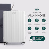 Nobl Travel Zipperless Check In Suitcase - Aluminum Frame, Check In luggage 30.2x20x12 Airline Approved by Noble Travel - Unbreakable Polycarbonate Shell - Dual TSA Locks, 360° Spinner Wheels - Ivory