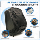 Nocqua 6 - in - 1 Convertible Travel Backpack, 40 - 55L Expandable Carry - On, Ergonomic Design with Drink Holders & Padded Laptop Pocket, Weather - Resistant Ballistic Nylon, Black - Travel Bag for Men & Women