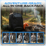 Nocqua 6 - in - 1 Convertible Travel Backpack, 40 - 55L Expandable Carry - On, Ergonomic Design with Drink Holders & Padded Laptop Pocket, Weather - Resistant Ballistic Nylon, Black - Travel Bag for Men & Women