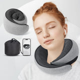 NOCRLG Travel Pillow, Travel Neck Pillow for Airplanes Car, 100% Pure Memory Foam Travel Pillow, Sleeping Essentials for Long Flight 360° Head Support Degree Comfort and Breathability