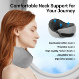 NOCRLG Travel Pillow, Travel Neck Pillow for Airplanes Car, 100% Pure Memory Foam Travel Pillow, Sleeping Essentials for Long Flight 360° Head Support Degree Comfort and Breathability